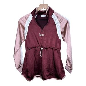 Kith Burgundy and Pink Colorblock Drawstring Pullover Dress